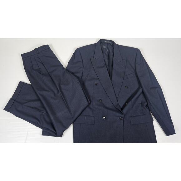 Pierre Balmain Mens 46‎ X-Long 2 Piece Suit Navy Blue Jacket Blazer w/ 40" Pants - Picture 1 of 16